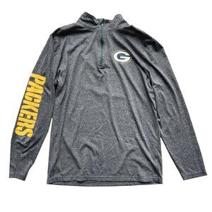 Green Bay Packers Quarter Zip Shirt - Heather Grey - Medium